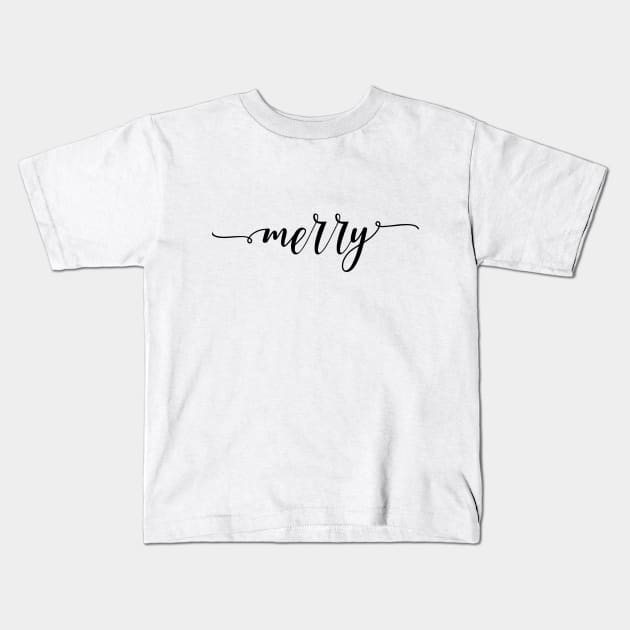 Merry Christmas design, Merry lettering Kids T-Shirt by Sapfo